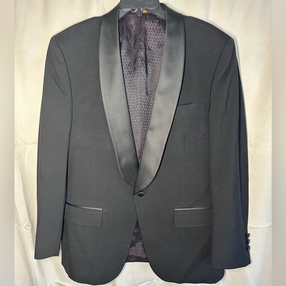 Vintage Christian Dior Pure Wool Tuxedo Blazer Jacket Black Satin 42R